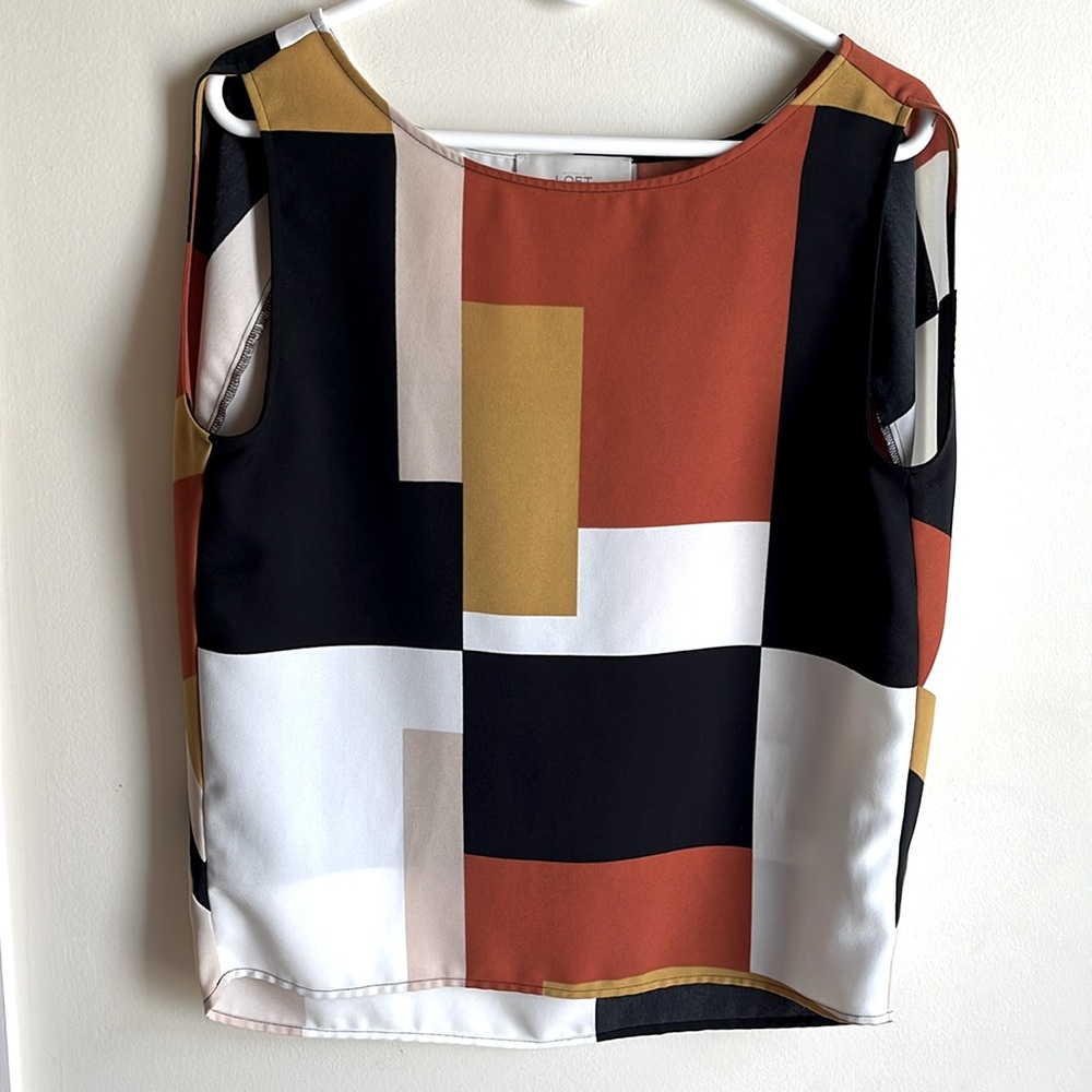 LOFT Geometric Sleeveless Blouse, oversized S